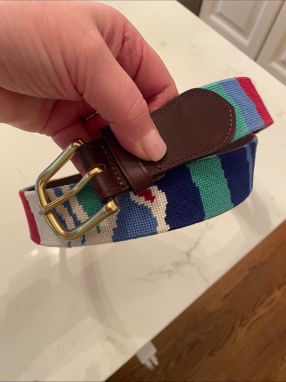 Harding Lane men’s needlepoint belt sz 38